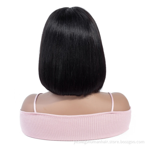 China Human Hair Wig Vendor Wholesale Straight Bob Lace Frontal Wigs For Women Peruvian Human Hair Frontal Swiss Lace Bob Wig
